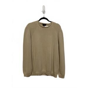 DKNY Y2K Men's Crew Roll Neck Sweater Beige Camel Knit 100% Cotton Large